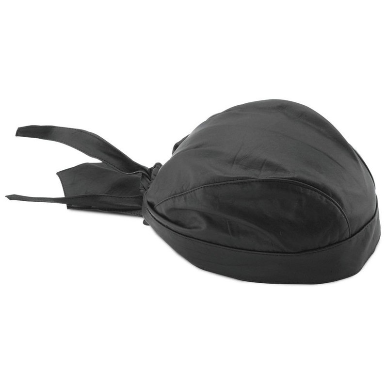 AES Black Leather Style Do Rag Doo Rag Skull Cap