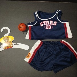 Build-a-Bear VINTAGE BUILD A BEAR BASKETBALL   BLUE RED 3-PC OUTFIT NEW
