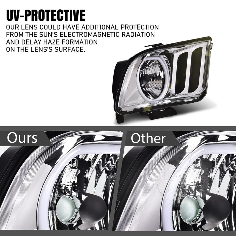G-PLUS LED DRL Headlights, Compatible with Ford Mustang 2005 2006