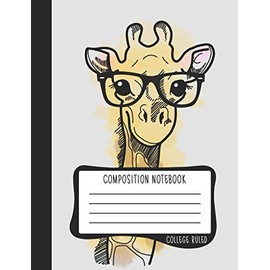 Composition Notebook: College Ruled: 100+ Lined Pages Writing Journal: Nerdy Giraffe in Glasses 0939