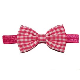 EmilyRose Couture Gingham Hair Bows (Large Headband, Hot Pink)