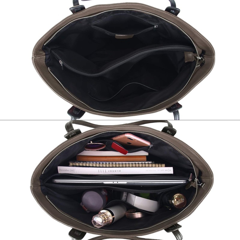 YALUXE Tote Bag for Women Genuine Leather 15.6 inch Laptop