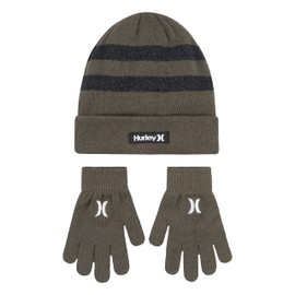 Hurley kid's One and Only Beanie and Glove Set, Olive, 8-20