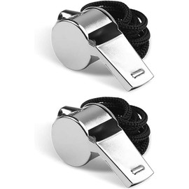 JZS Whistle, 2Pcs Stainless Steel Sports Whistle with Lanyard for Coaches, Referees