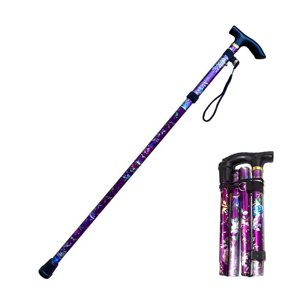 Folding Crutches, Adjustable, Lightweight Aluminum Offset Crutches-Foldable Crutches, Very Suitable for Daily Life to Assist Restricted Exercise (Purple)