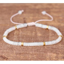 Unbranded Natural White Quartz Stone Dainty Bracelet Clear Crystal Minimalist Bracelet