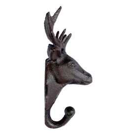 Grace Home Set of 2 Cast Iron Heavy Duty Rustic Deer Head Wall Hook Keys Towels Hooks Vintage Metal Wall Mounted Decorative Wall Hanger Nature Lovers Gift Idea (Deer Head)