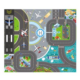 Kids Carpet Playmat Rug, Car Mat for Kids Toy Cars, City Life Educational Road Traffic Carpet Multi Color Play Mat, Non Slip Foldable Kids Play Rug for Playroom Home Indoor Outdoor (27.55*31.49inch)