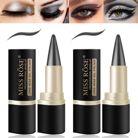 LOKFAR 2 Pcs Gel Eyeliner Set, Cream Eyeliner Tool Smudge Proof and Waterproof Eyeliner Pencil Matte Eye-liner Pencil Tattoo Eyeliner Pen Eyeliner Gel Stick Makeup Eye-liners for Women (Gray-black)