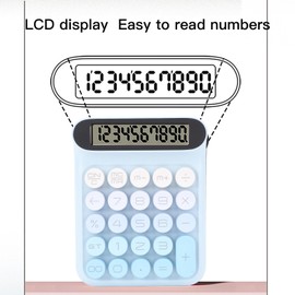 Mechanical Switch Calculator, 24 Keys Auto Sleep Desktop Large LCD Display Calculator Big Button Mechanical Calculator, Calculator Desktop Cute Aesthetic Calculator Business (Blue)