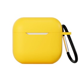 AKABEILA AirPods 4 Case with Carabiner, Soft TPU, Solid Yellow, Protects & Charges AirPods 4