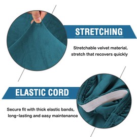 H.VERSAILTEX Velvet Dining Chair Covers Stretch Chair Covers for Dining Room Set of 6 Parson Chair Slipcovers Chair Protectors Covers Dining, Soft Thick Solid Velvet Fabric Washable, Deep Teal