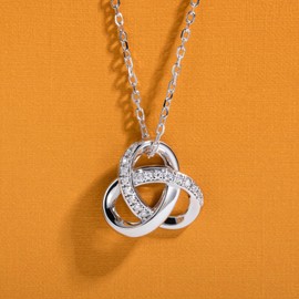 AimiIee Moissanite Pendant Celtic Knot Necklace for Women D Color VVS1 Clarity 925 Sterling Silver Infinity Love Knot Pendant, Gift for Her Mom Wife with Certificate, 45+2+3cm Adjustable Chain