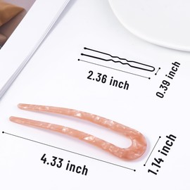 hisial 4Pcs French Hair Pin and 50Pcs Black Bobby Pins for Women U Shape Sticks Vintage Fork for Hairstyle Accessories(Beige/Pink/Orange)
