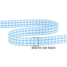 GTYBOVA - Cinta de cuadros de 3/8 pulgadas x 25 yardas, color azul cielo, 100% poliéster, borde tela, cinta a cuadros para coser, regalo, manualidades, decoración del hogar