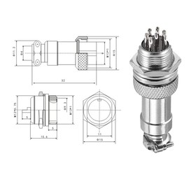 Aiqeer Pack of 5 7-Pin GX12 Aviation Plug, 12mm Thread Metal Aviation Cable Connector, 5A Male Female Aviation Plug Socket Kit, with Rubber Cap