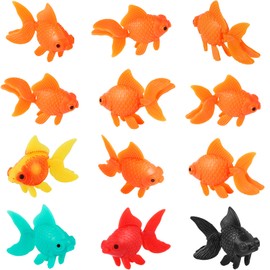 MIKIMIQI 12 Pcs Artificial Aquarium Fishes Plastic Goldfish Ornament Realistic Artificial Moving Floating 5 Colors Aquarium Fish Bowl Tank Fake Fish Tank Decoration Fish Decor Party Favors