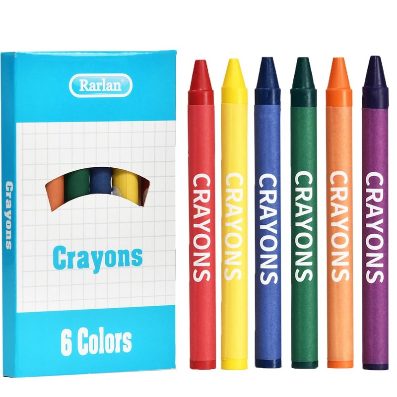 Rarlan Crayons Bulk, 6 Colors, 200 Boxes, 1200 Count Crayons