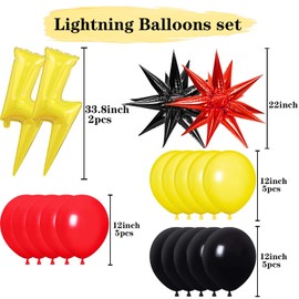 Yellow, Red & Black Balloons - Cartoon Anime Theme Latex Balloons for Kids' Birthday Party Decorations