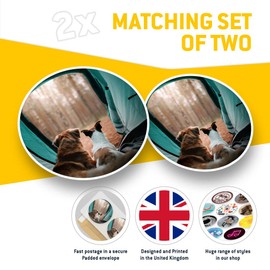 Vinyl Stickers (Set of 2) 25cm - Dogs Camping Tent Forest #12696