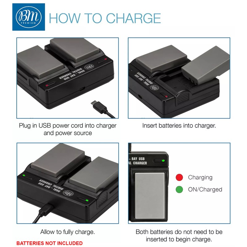 BM EN-EL9A Dual Bay Battery Charger for Nikon D5000, D3000,