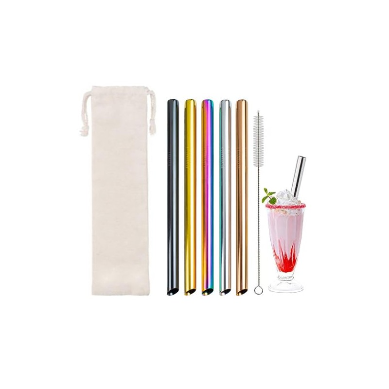 Reusable Stainless Steel Drinking Straws - Extra Wide Straws Smoothie/Bubble