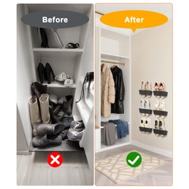 DegMongee 6-Pack Wall Mounted Shoe Rack with Sticky Strips, Space Saving Hanging Shoe Rack, No-Drill Hanging Shoe Shelves, Ideal for RV, Campers, Door, Closet
