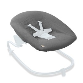 hauck Slipcover for Baby Rockers and Newborn Attachments, Alpha Bouncer Premium, Alpha Bouncer Deluxe, Alpha Bouncer 2-in-1, Breathable Muslin Cotton, 85 cm x 74 cm x 0.25 cm (Dark Grey)