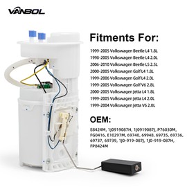 VANBOL Electric Fuel Pump Module Assembly Compatible with 1998-2010 VW Volkswagen Beetle 1999-2006 VW Golf 1999-2005 VW Jetta 1.8L 2.0L 2.5L 2.8L 4.8" Outer Replace E8424M 1J0919087H 1J0919087J GAS