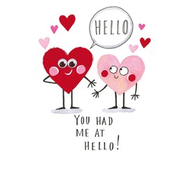 Valentines Card Heart Had Me at Hello - Bold Bright Fun Design Greeting Card