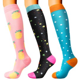 DRESHOW Compression Socks for Men and Women Compression Socks for Sports Running Air Travel Cycling, 3 Pairs 07