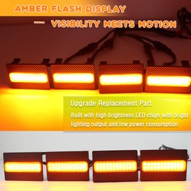 ZDEERAOTO 4pc Smoked Housing Amber LED Front Centra Grille Lights DRL Feature Kit for Toyota 4runner 2025 SR5,OEM Grill Led Grill Light For 4Runner Accessories（YELLOW）