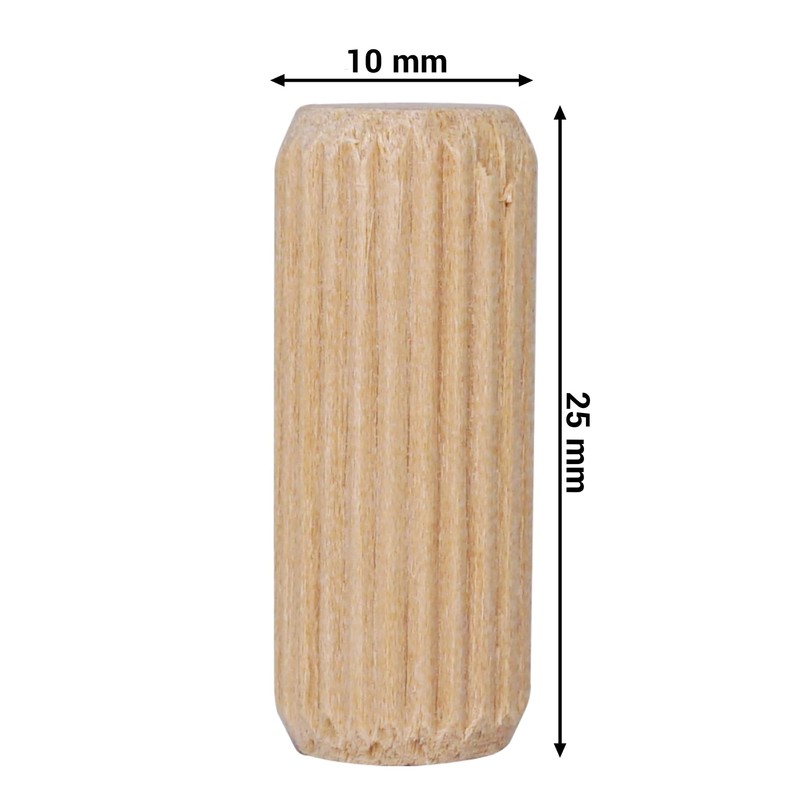 SKIR'CO (Pack of 100) Wooden Dowels 10x25mm Grooved Wood Dowels