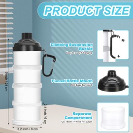 Baderke 2 Pcs Protein Powder Travel Container with Funnels Stand, 4 Layers Stackable Travel Powder Container Formula Supplement Organizer Storage Holder for Workout Fitness(Black)