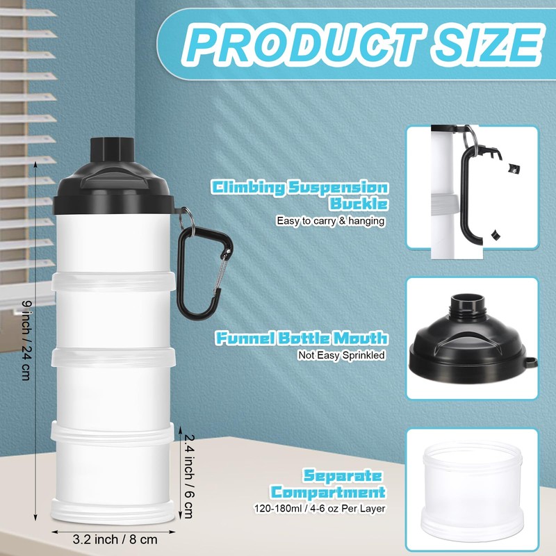 Baderke 2 Pcs Protein Powder Travel Container with Funnels Stand,