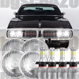 Unbranded for Dodge Charger 1966-1974 5.75" LED Round Headlights High/Low Beam 4PCS
