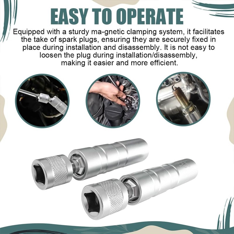 QZTYTY 14mm&16mm Magnetic Swivel Spark Plug Socket, Spark Plug Wrench,