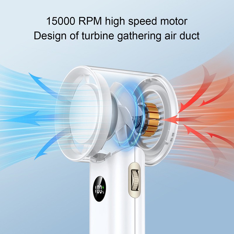 Handheld Fan LED Display Power Adjustable Portable Fan Night Light