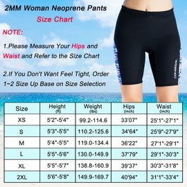 Skyone Neoprene Pants Men Womens Wetsuit Pants Shorts 2MM, Scuba Diving Swim Pant Wet Suit Leggings Tights Keep Warm Sun Protection for Water Aerobics Surfing Snorkeling (2MM Women Black, Small)