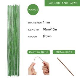 MORAINJAY Pack of 100 Flower Wire, 1 mm x 40 m Craft Wire Gauge Wire Binding Wire Set, Thin Wire, Winding Wire, Green, Flexible Paddle Wire, Florist Wire, Christmas Wreath, Garlands for Roses,