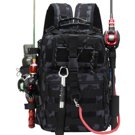 Vilante Fishing Tackle Backpack, Military Tactical Backpack Tactical Sling Backpack Bag Fishing Tackle Storage Bag Fishing Gear Bag Molle Assault Pack Tactical Hiking Rucksack for Fishing