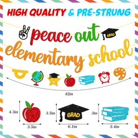 Peace Out Elementary School Banner Elementary Graduation Banner Graduation Party Decoration Peace Out 5th Grade Grad Next Stop Middle School Party Supplies