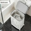 Laundry Basket with Wheels & Lid, Rolling Clothes Hamper with