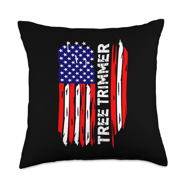Tree Trimmer Vintage American US Flag Patriotic Job Pride Throw