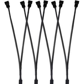 KOMUNJ 4 Pack PWM Fan Splitter Cable Y Splitter Computer PC Fan Power Cable 1 to 2 Converter, Compatible with 4 Pin and 3 Pin Fan for Computers, Black