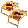 Pipishell Bamboo Bed Breakfast Tray with Foldable Legs, Handles, Ideal