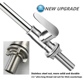 Brushed Nickel Cold Water Faucet Only,SUS304 Stainless Steel Cold Water Kitchen Faucet Single Handle Single Hole Cold Water Faucet for Kitchen,Outdoor, Garden and Bar with Hose and Longer Thread Pipe