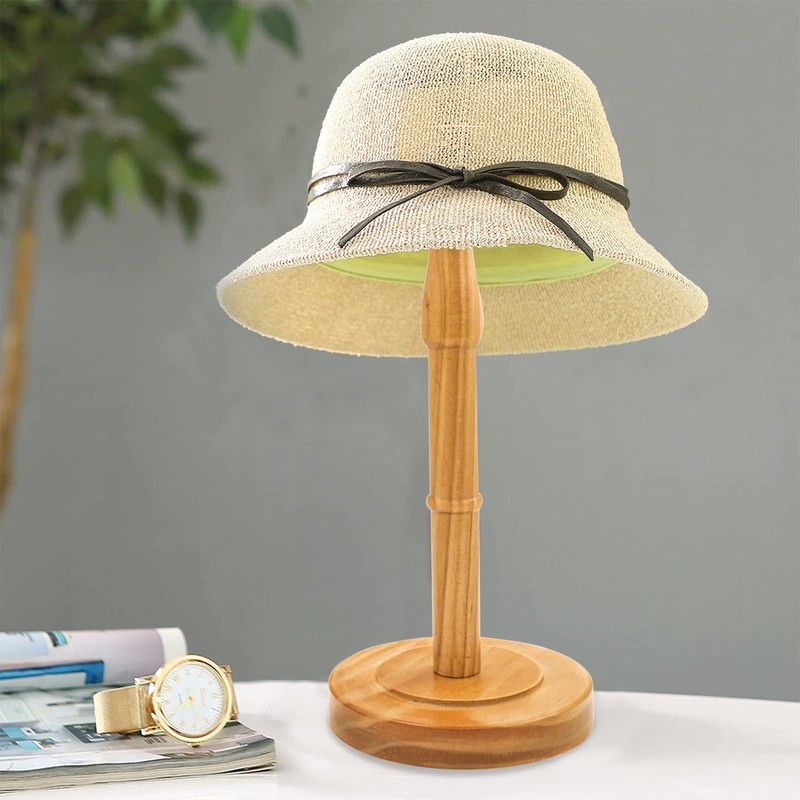 HAIBEIR Freestanding Hat Stand, Tabletop Hat Rack, Wood Display Stand