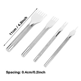 Stainless Steel Prong Punch, 4 Pieces 1/2/4/6 Prong Diamond Chisel Leather Craft Tools Hole Punch Leather Craft Prong Hole Punch