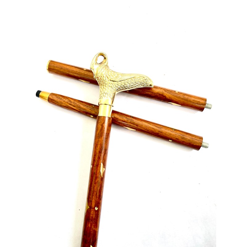 Made Walking Stick Cane Solid Brass SWAN Bird Head Handle